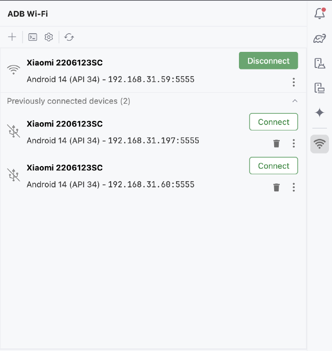 adb Wi-Fi connnected a device